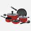 Prestige Cookware Set 9Pc Value Pack Non-Stick Red