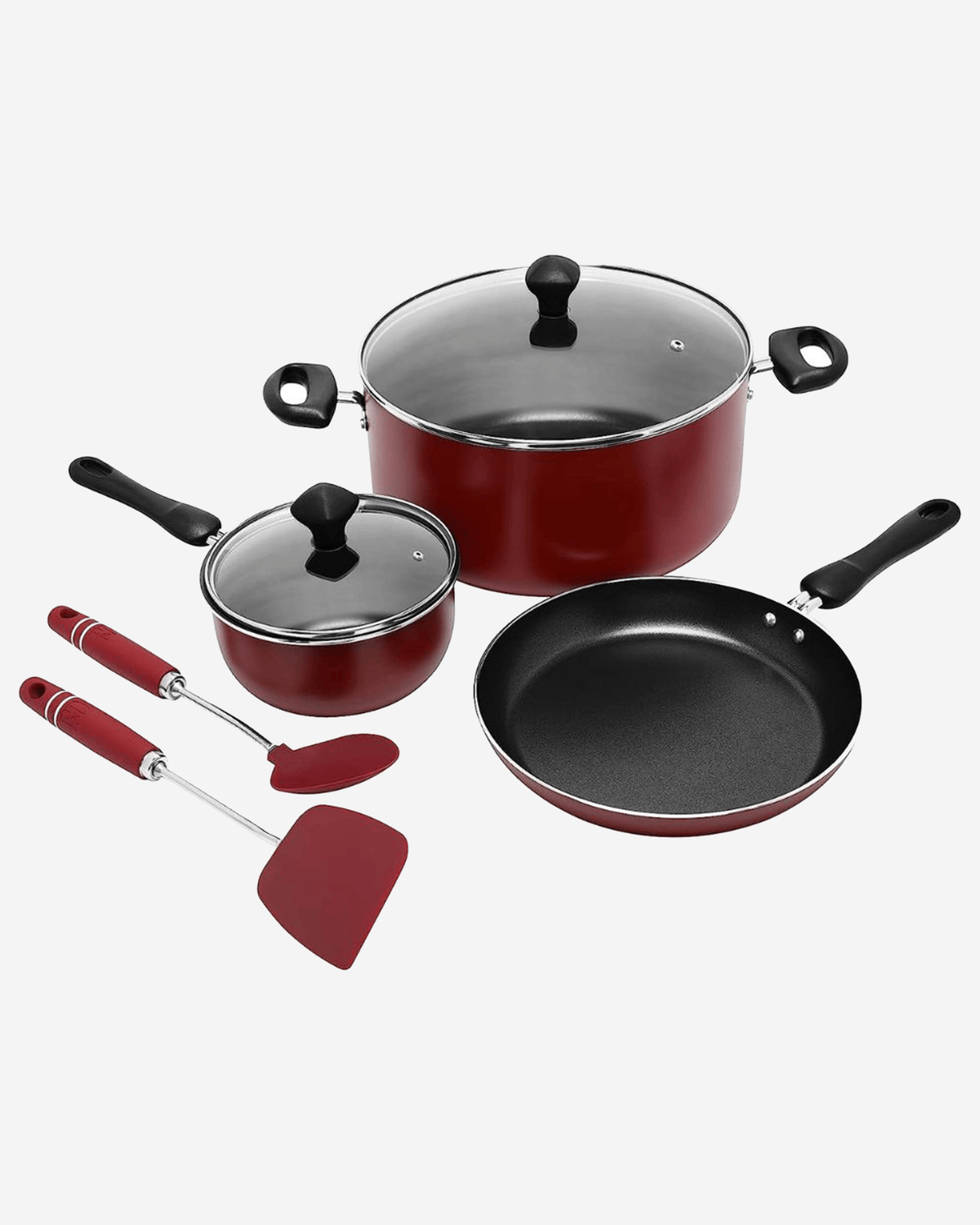 Prestige Cookware Set 7Pc Cast Aluminium Non-Stick Red