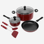 Prestige Cookware Set 7Pc Cast Aluminium Non-Stick Red