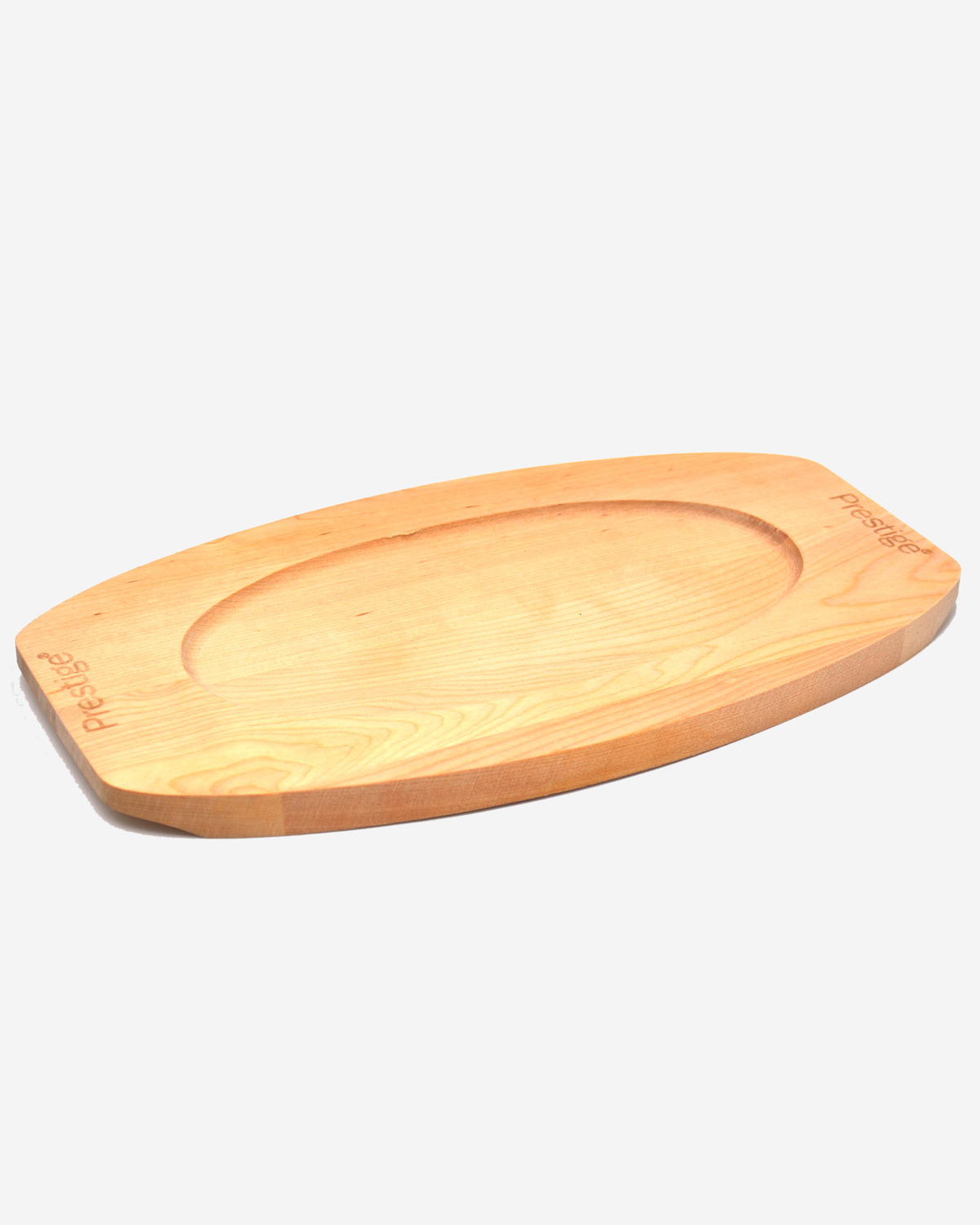 Prestige Cast Iron Sizzler Pan 26cm Pre-Seasoned Black Wooden Base