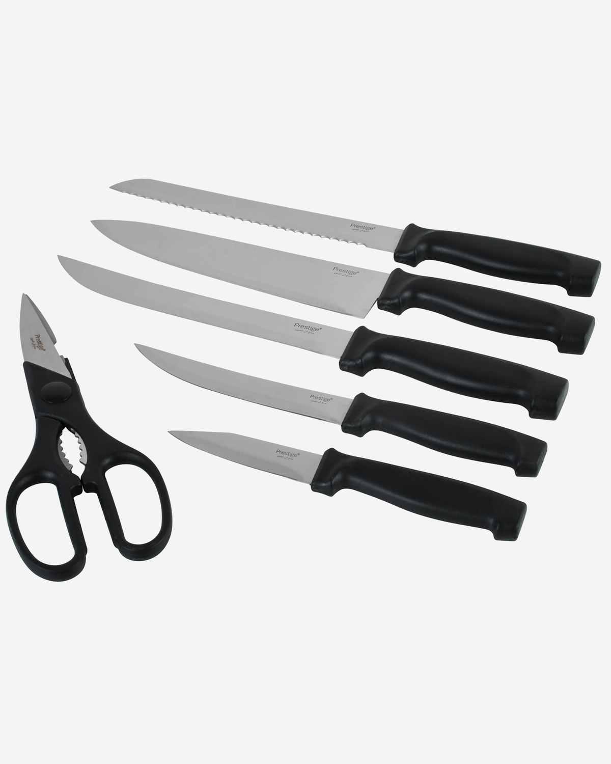 Prestige Knife Block Set 7Pc Stainless Steel with Scissors