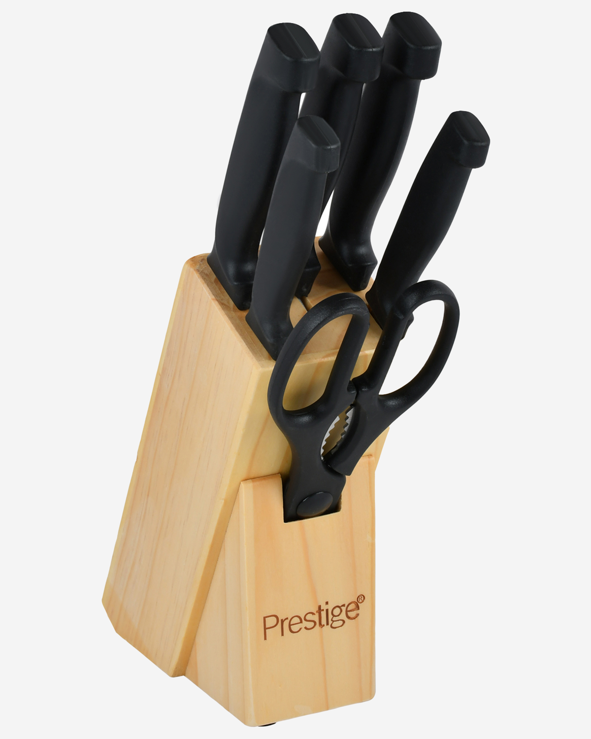 Prestige Knife Block Set 7Pc Stainless Steel with Scissors
