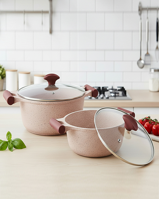 طقم جرانيت برستيج 7 قطع وردي