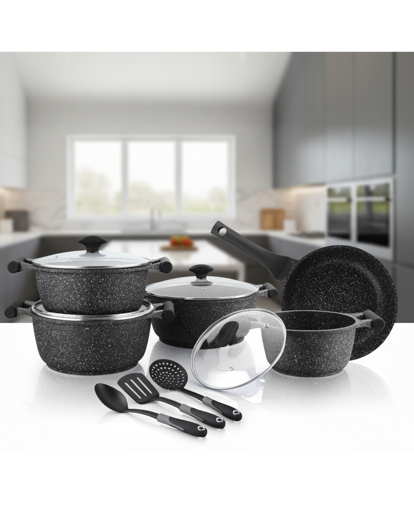 طقم جرانيت بريستيج أخضر مكون من 12 قطعة