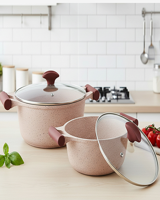 طقم جرانيت برستيج 6 قطع وردي