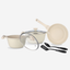Prestige Essentials Cookware Set 7Pc Granite Off-White Non-Stick Induction Compatible