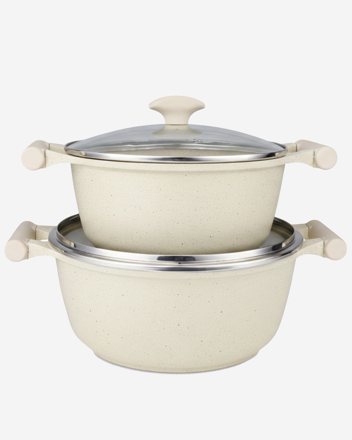 Prestige Essentials Cookware Set 7Pc Granite Off-White Non-Stick Induction Compatible
