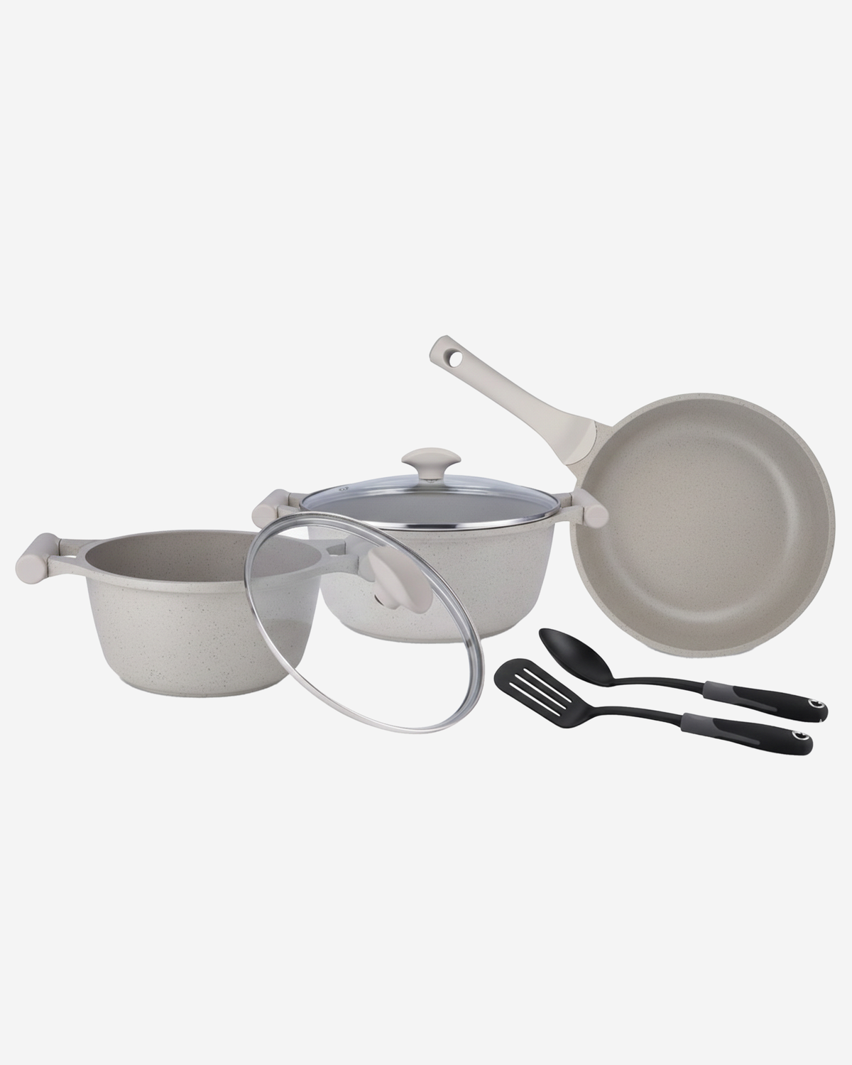 Prestige Essentials Cookware Set 7Pc Granite Grey Non-Stick Induction Compatible