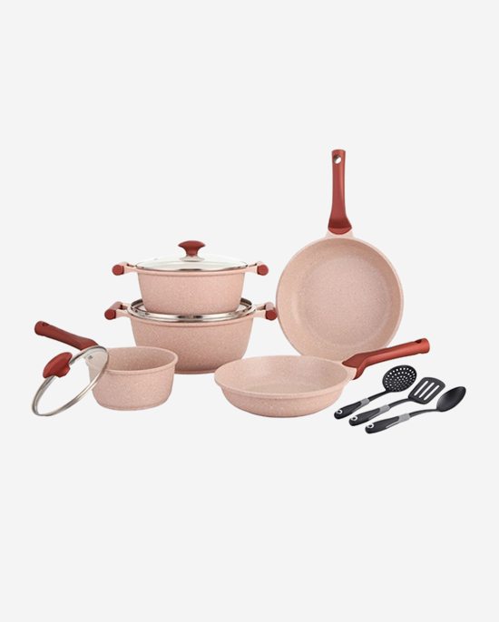 طقم جرانيت برستيج 11 قطعة وردي