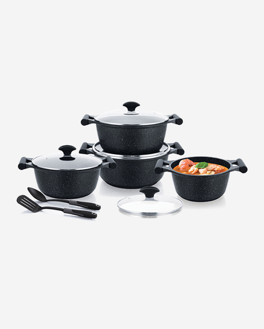 طقم جرانيت بريستيج أسود مكون من 10 قطع