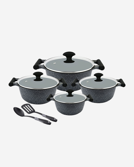 طقم جرانيت بريستيج أسود مكون من 10 قطع