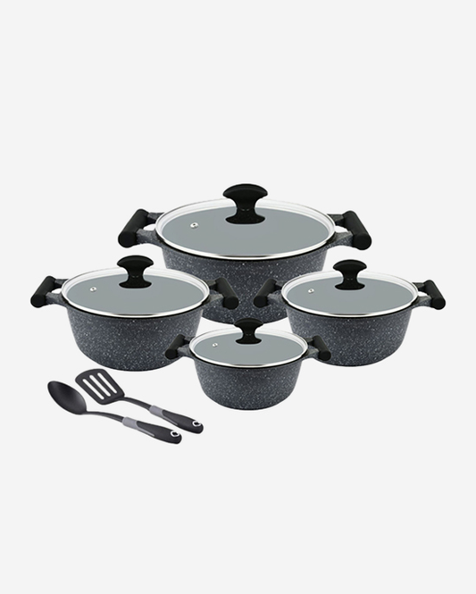 طقم جرانيت بريستيج أسود مكون من 10 قطع