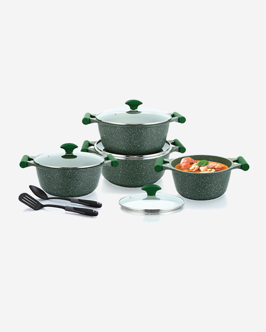 طقم جرانيت بريستيج أسود مكون من 10 قطع