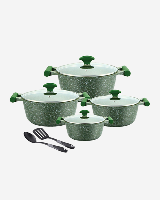 طقم جرانيت بريستيج أخضر مكون من 10 قطع