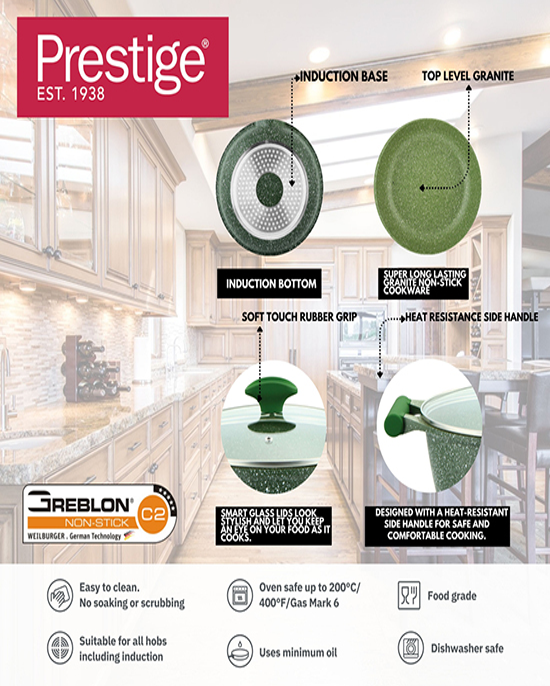 طقم جرانيت بريستيج أخضر مكون من 10 قطع