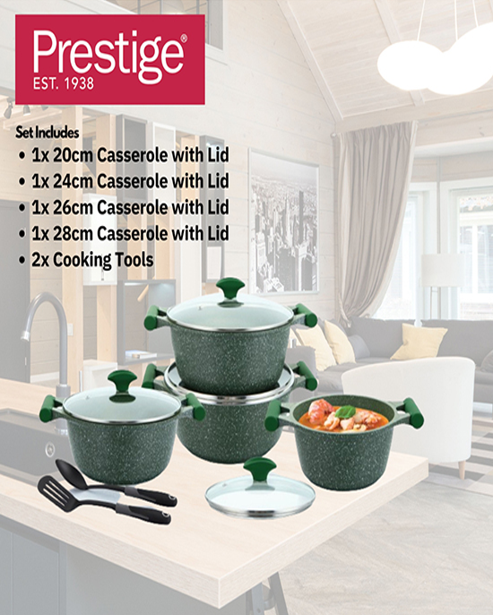 طقم جرانيت بريستيج أخضر مكون من 10 قطع