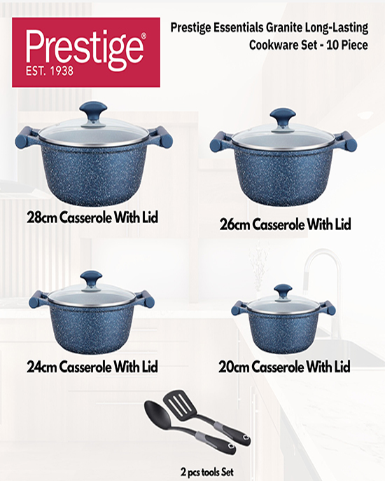 طقم جرانيت بريستيج 10 قطع أزرق