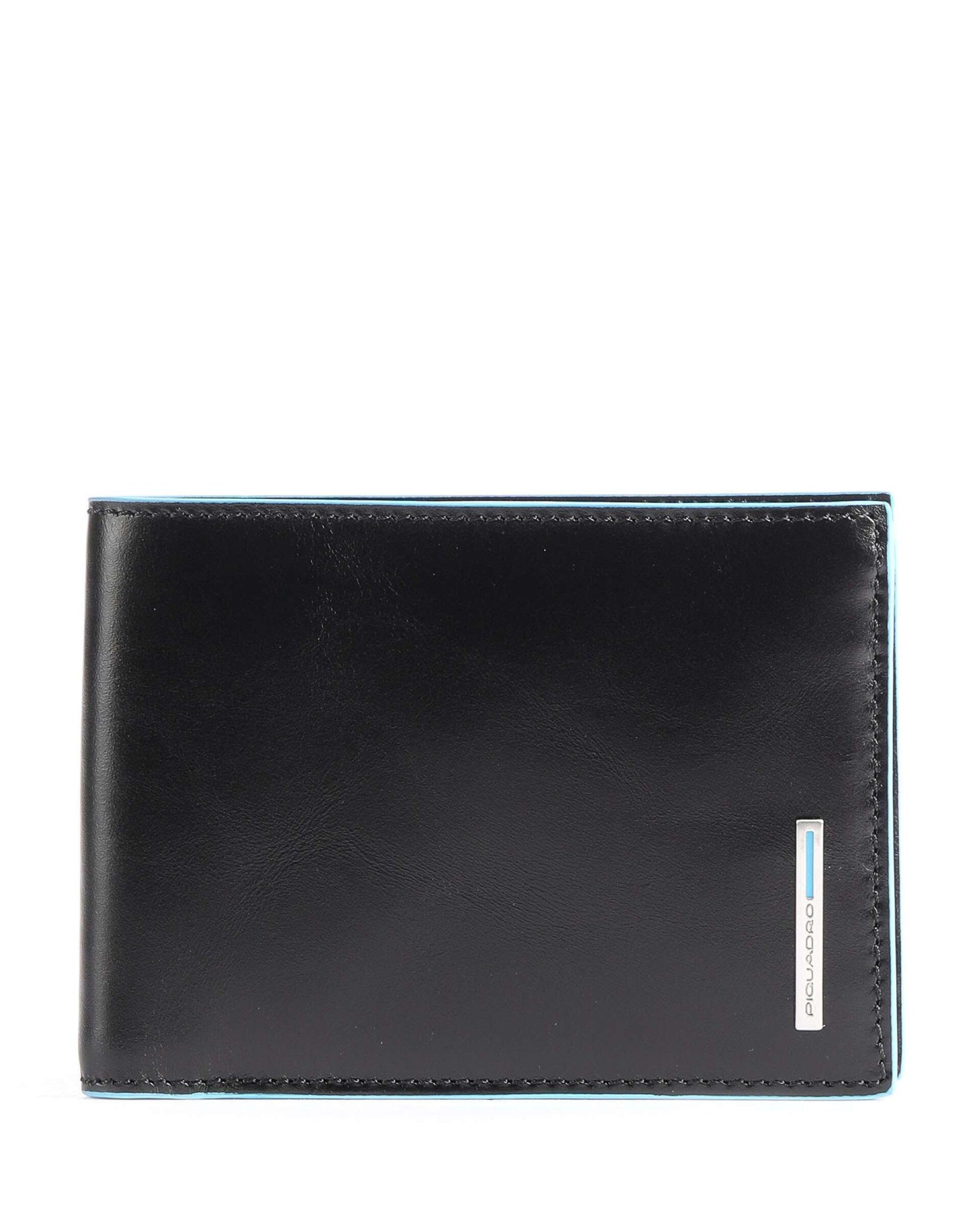 BLUE SQUARE MEN¿S LEATHER WALLET WITH COIN POCKET AND RFID PROTECTION BLUE