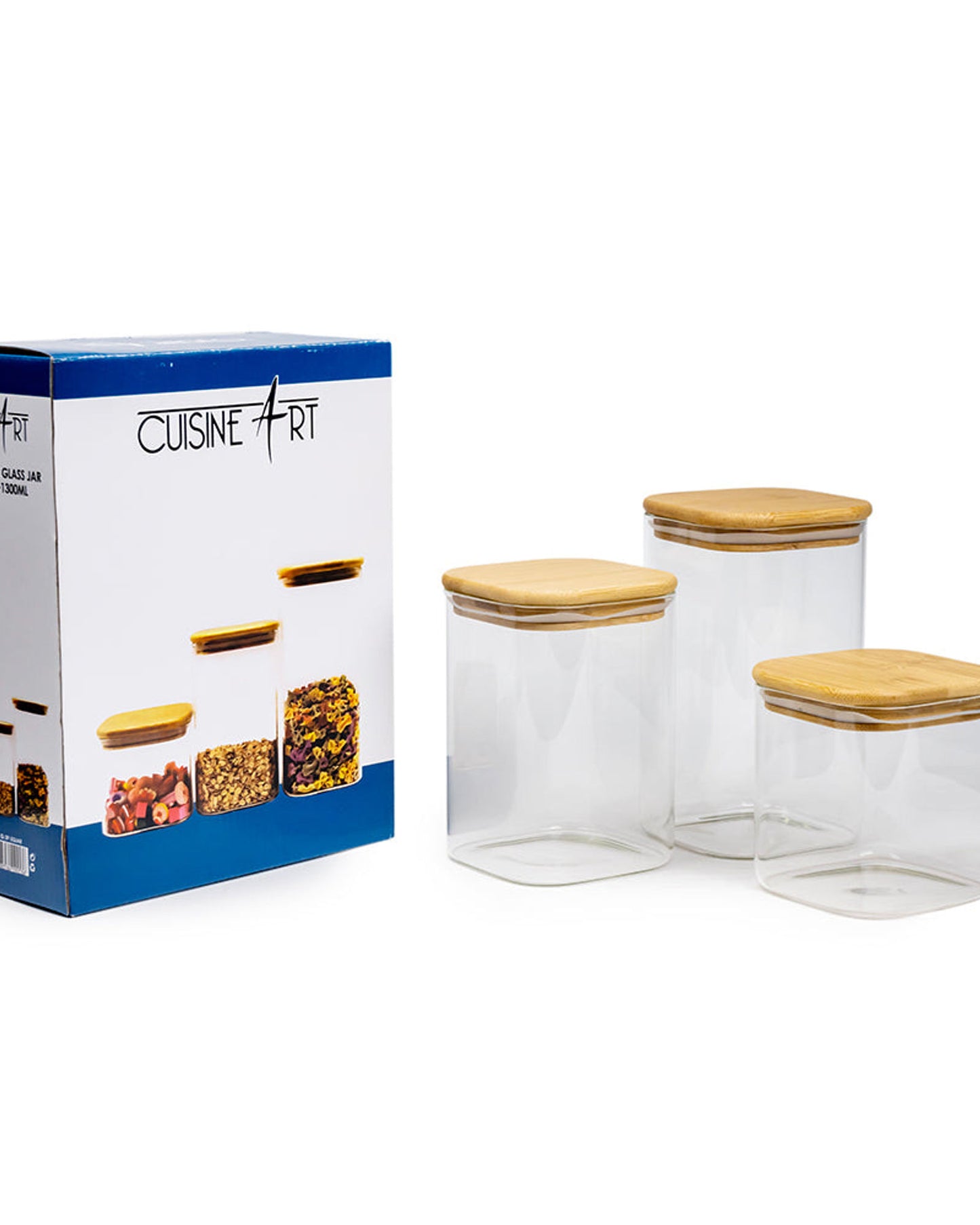 طقم برطمانات تخزين كويزين آرت، 3 قطع مربعة