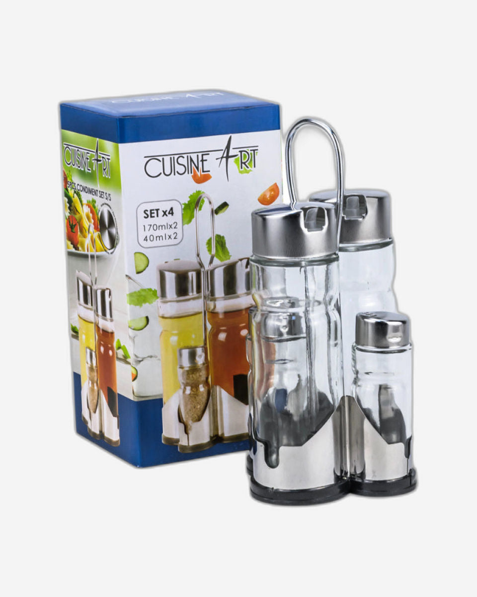 طقم توابل زجاجي شفاف من كوزين آرت بنكهة الليمون والصودا، 5 قطع