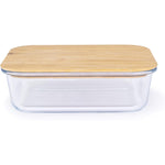 Cuisine Art Rectangular Glass Food Container with Bamboo Lid Clear 640ml