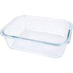 وعاء طعام زجاجي مستطيل من كوزين آرت مع غطاء من الخيزران شفاف 640 مل
