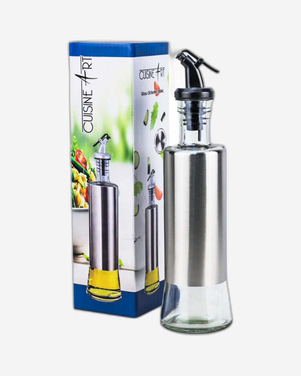 زجاجة زيت زجاجية بنكهة الليمون والصودا من كويزين آرت، 300 مل، فضية وشفافة