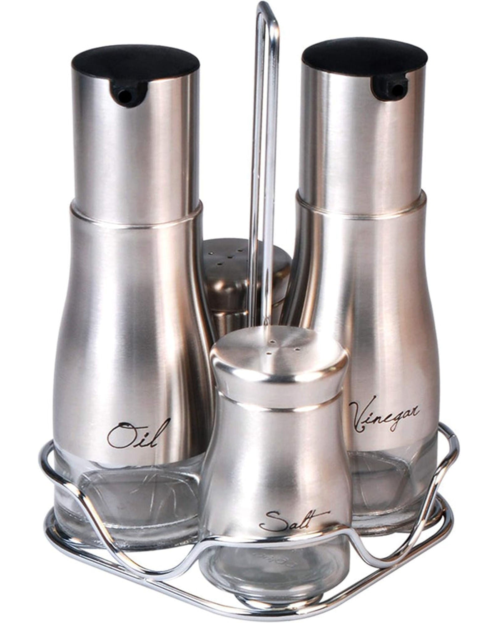 Cuisine Art Set of 4 Glass Spice Jars & Oil Bottle | Durable Glass Containers for Spices, Oils, Vinegars, and Condiments
