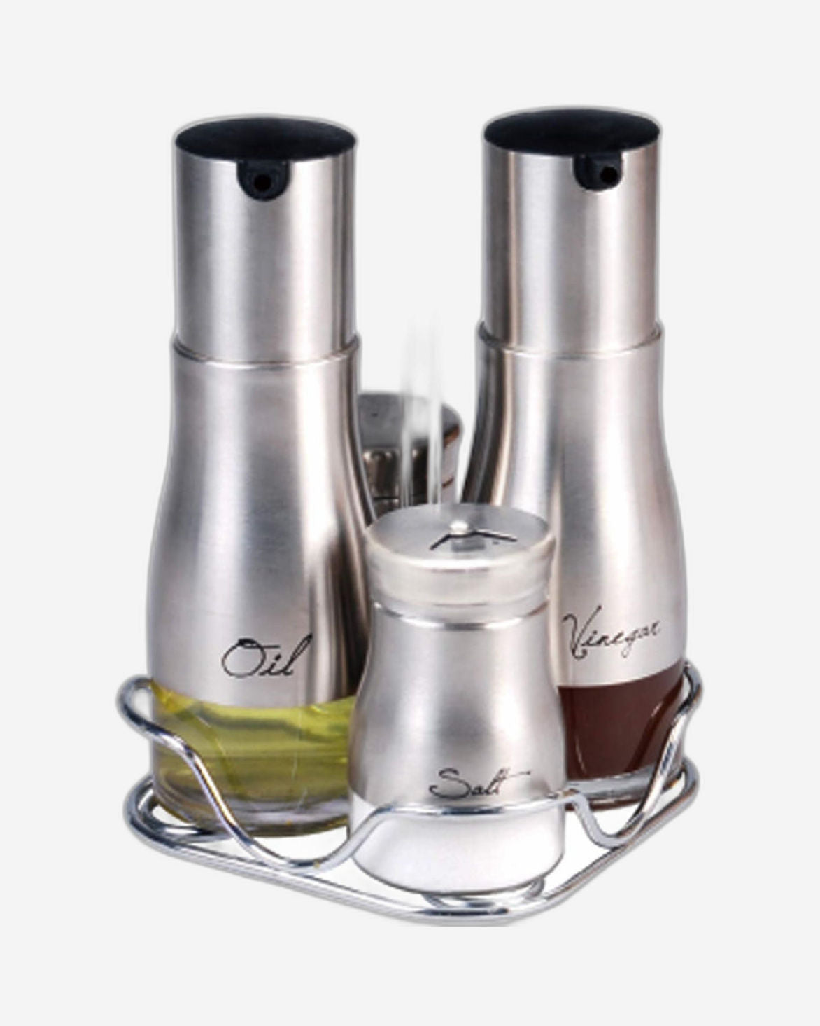 مجموعة فنون الطهي من ٤ برطمانات توابل زجاجية وزجاجة زيت | عبوات زجاجية متينة للتوابل والزيوت والخل والبهارات