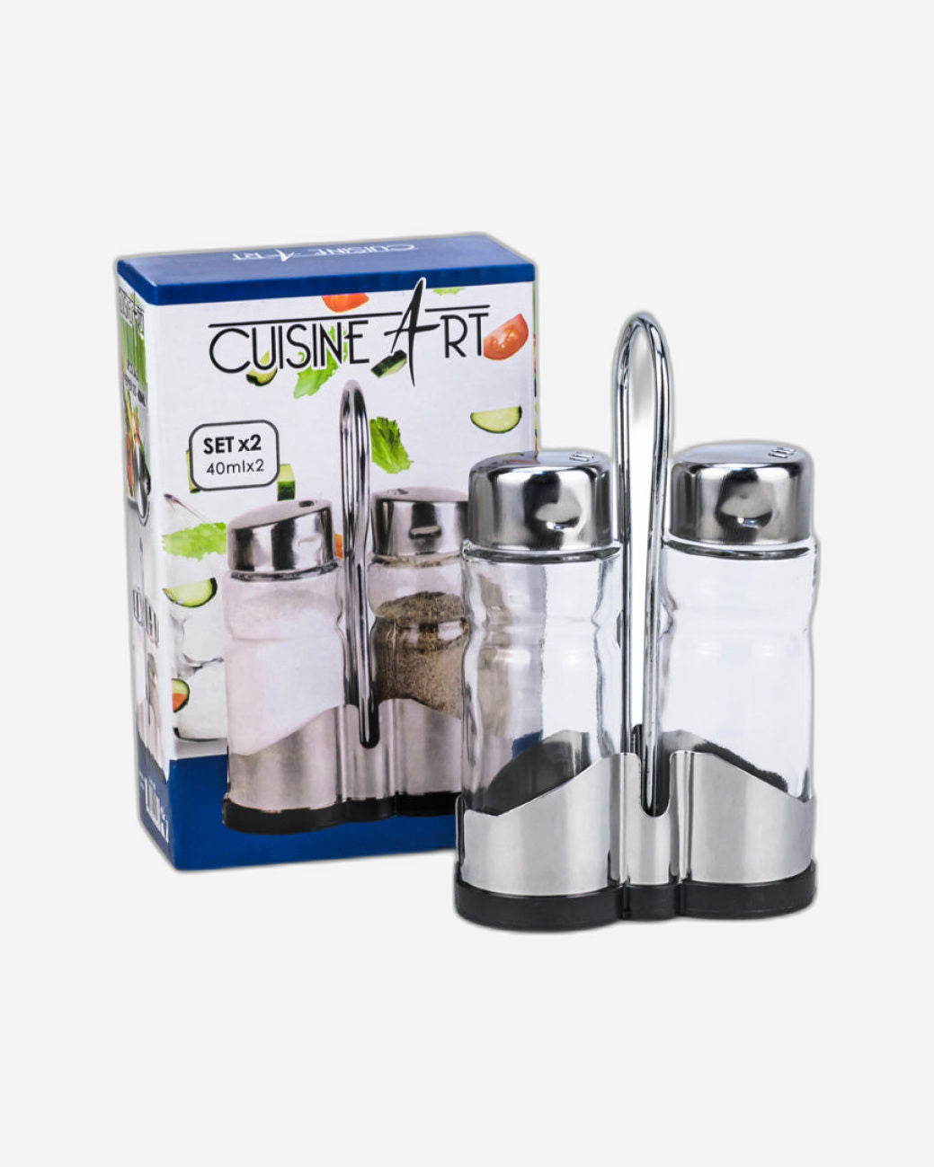 طقم أكواب زجاجية من كويزين آرت بنكهة الليمون والصودا والملح والفلفل، 40 مل، قطعتين، شفاف