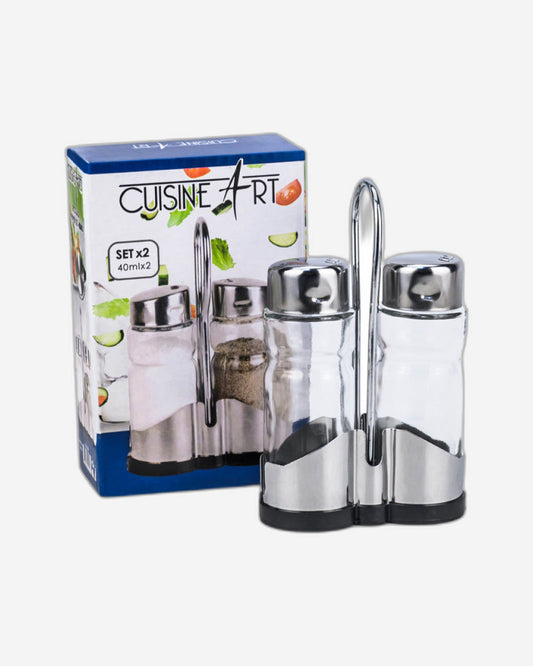 طقم أكواب زجاجية من كويزين آرت بنكهة الليمون والصودا والملح والفلفل، 40 مل، قطعتين، شفاف