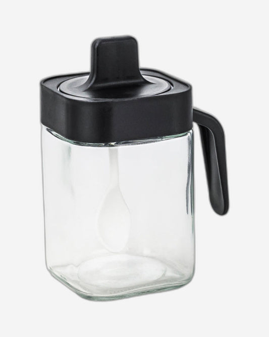 وعاء توابل زجاجي شفاف بنكهة الليمون والصودا من كويزين آرت مع ملعقة، سعة 400 مل