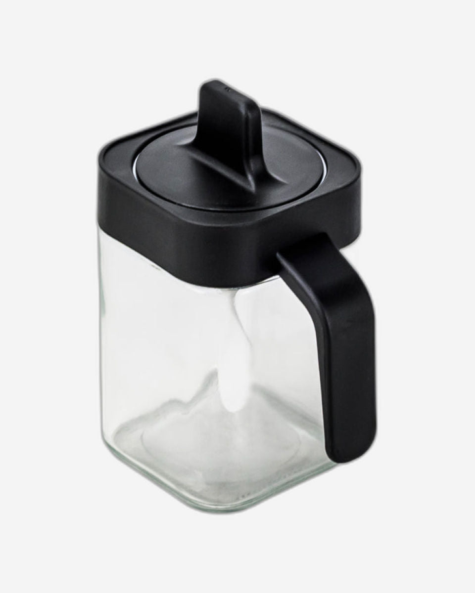 وعاء توابل زجاجي شفاف بنكهة الليمون والصودا من كويزين آرت مع ملعقة، سعة 400 مل