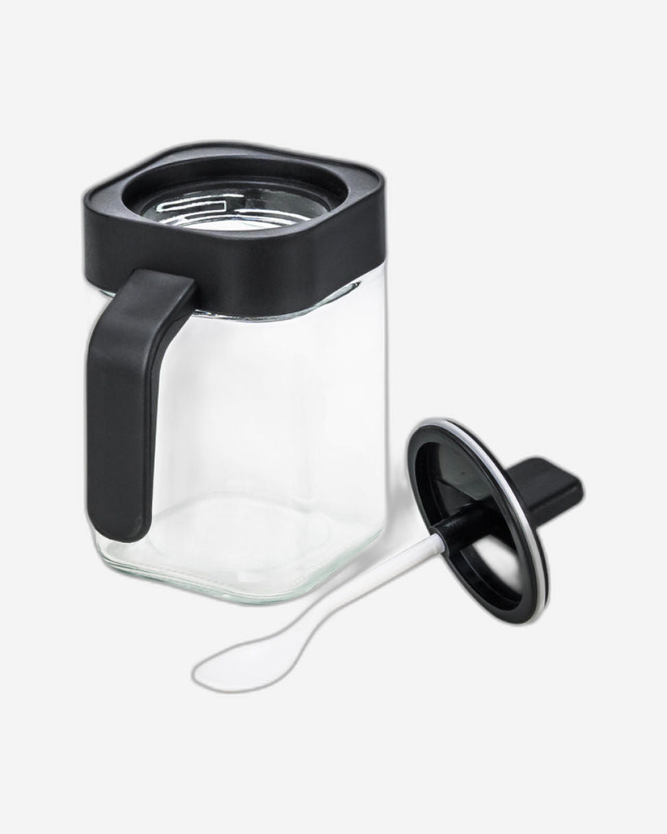 وعاء توابل زجاجي شفاف بنكهة الليمون والصودا من كويزين آرت مع ملعقة، سعة 400 مل