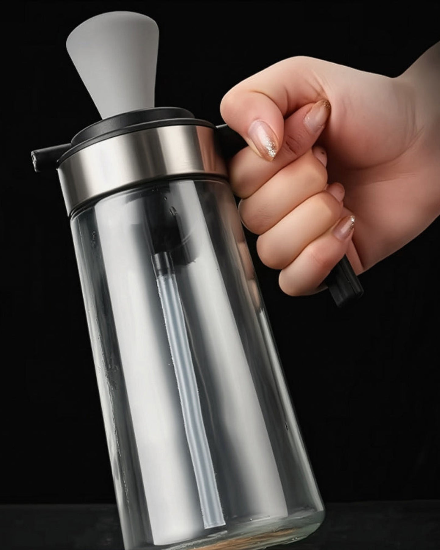 كويزين آرت، موزع زيت زجاجي بنكهة الليمون والصودا، فيكي، 2 في 1، مع فرشاة، 550 مل، شفاف