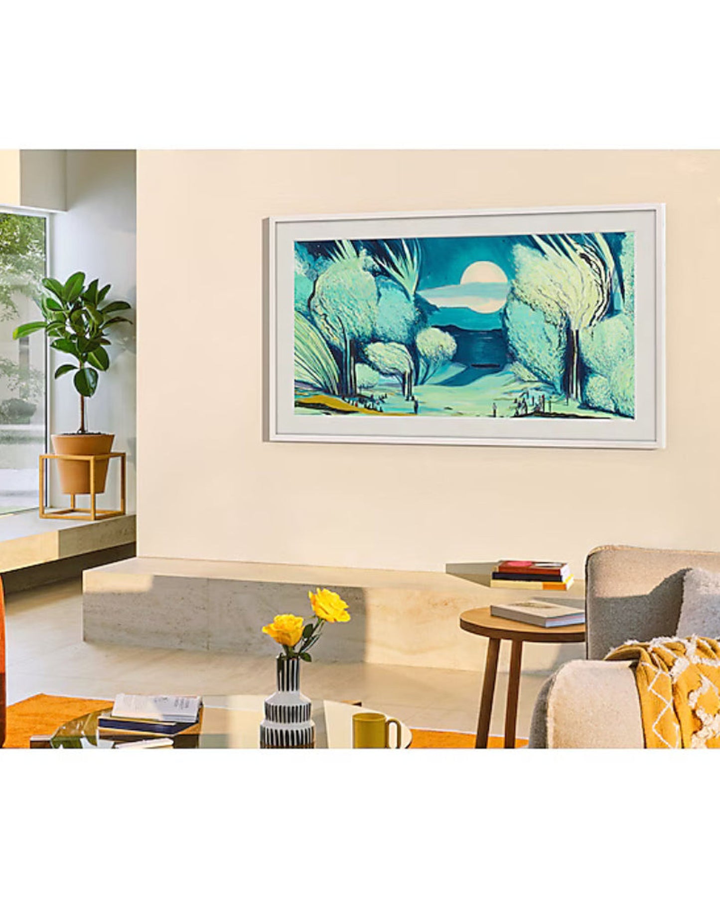 تلفزيون سامسونج الذكي QLED بإطار 4K مقاس 55 بوصة - QA55LS03FAUXZN | سلسلة لايف ستايل، وضع فني، إطار قابل للتخصيص