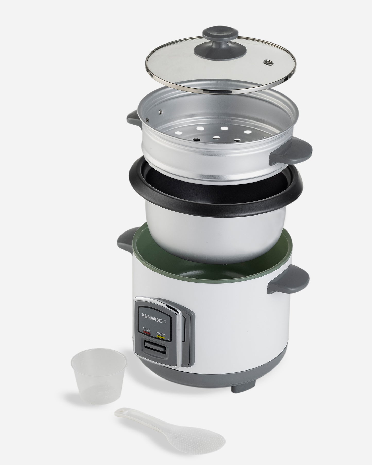 Kenwood 2-in-1 Rice Cooker 0.6L 3-Cup with Steamer Basket, Non-Stick Pot, RCM06.000WH, White (ESMA Certfied)
