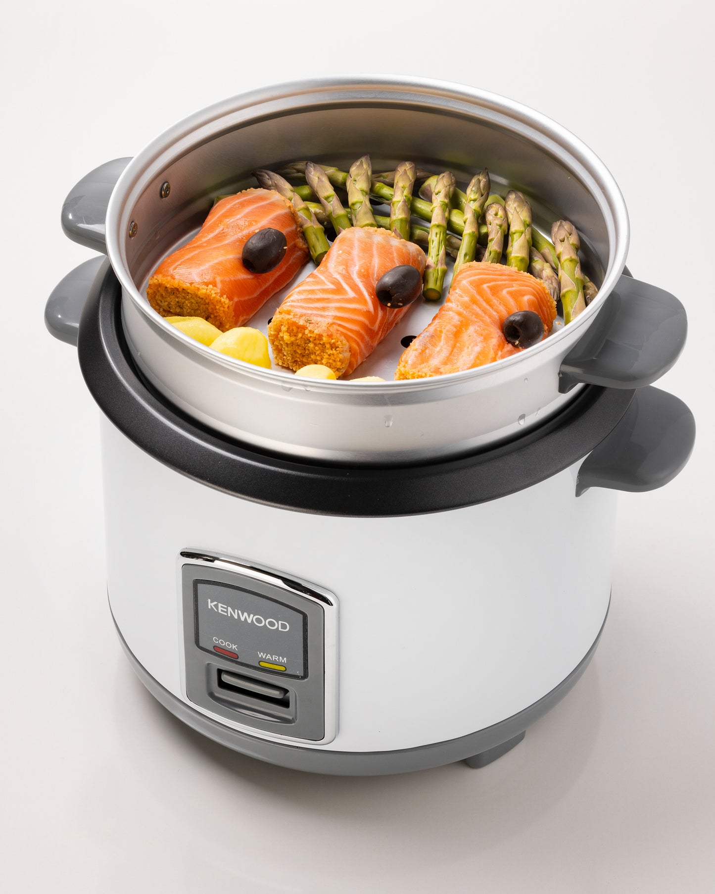 Kenwood 2-in-1 Rice Cooker 0.6L 3-Cup with Steamer Basket, Non-Stick Pot, RCM06.000WH, White (ESMA Certfied)