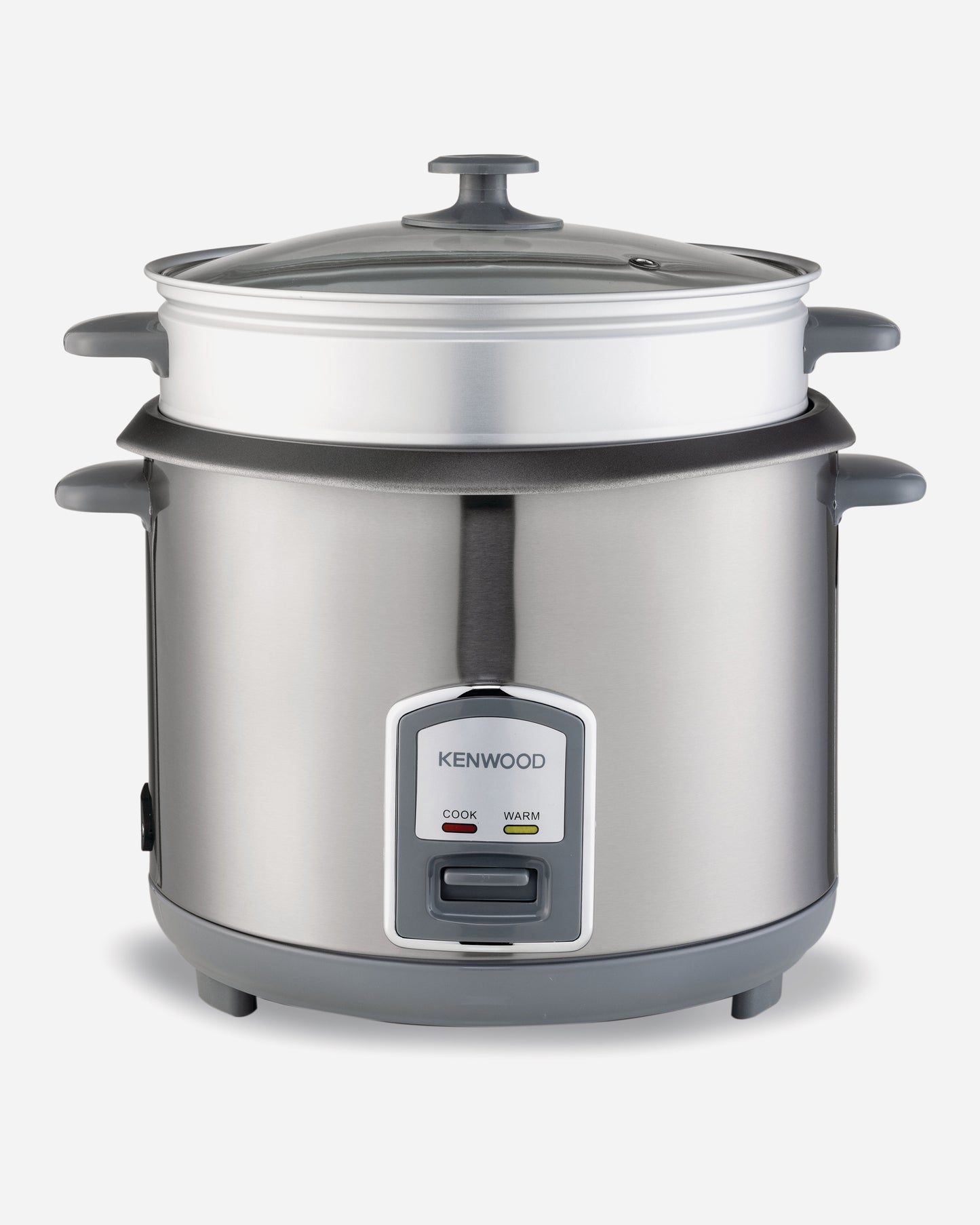 Kenwood 2-in-1 Rice Cooker 2.8L 16-Cup with Food Steamer Basket, Non-Stick Cooking Pot, RCM28.000SS, Silver (ESMA Certfied)