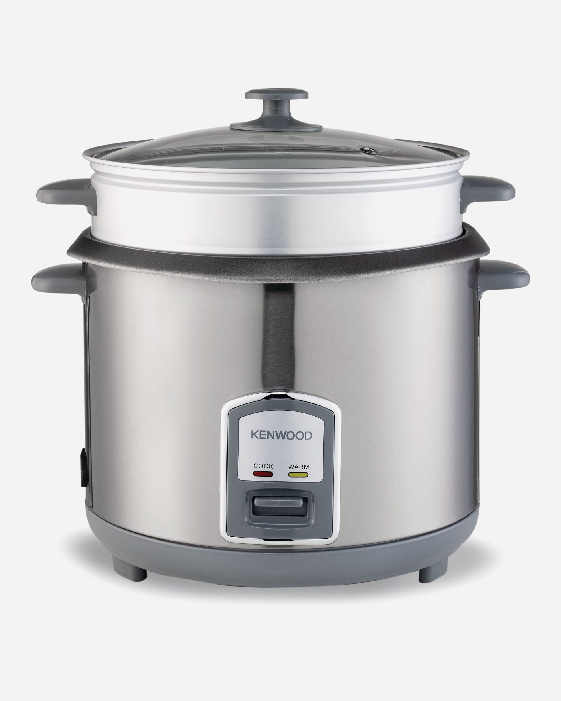 Kenwood 2-in-1 Rice Cooker 2.8L 16-Cup with Food Steamer Basket, Non-Stick Cooking Pot, RCM28.000SS, Silver (ESMA Certfied)
