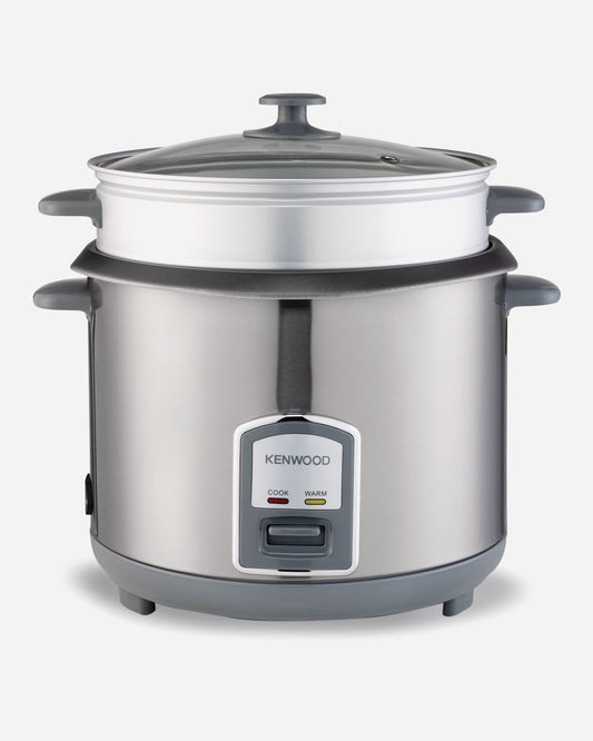 Kenwood 2-in-1 Rice Cooker 2.8L 16-Cup with Food Steamer Basket, Non-Stick Cooking Pot, RCM28.000SS, Silver (ESMA Certfied)