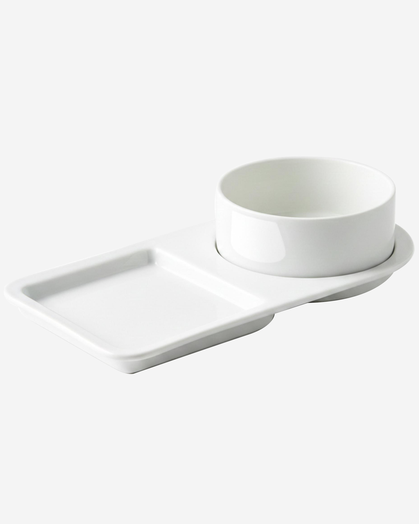 Shallow Porcelain Serving Plate with Bowl
