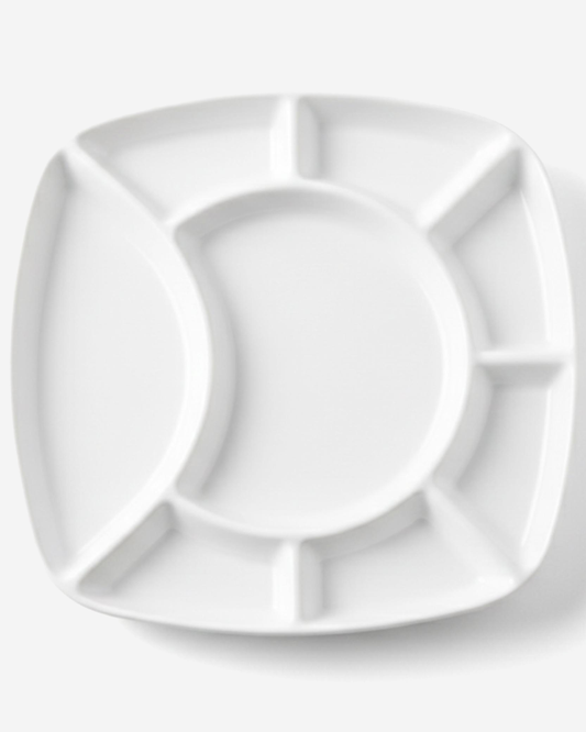 Shallow Porcelain Compartment Serving Plate