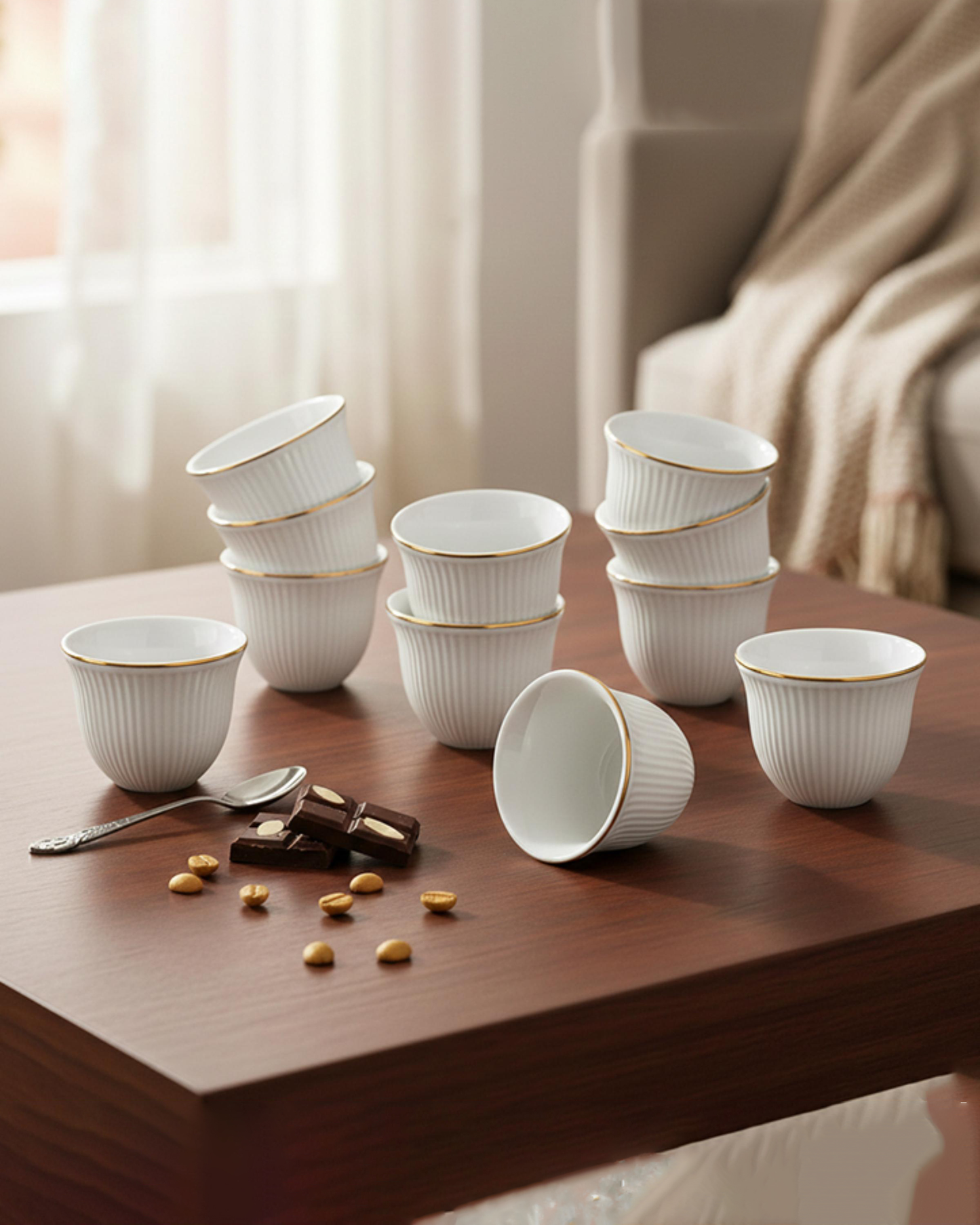 Shallow CAWA Cups with Gold Rim 12 pcs