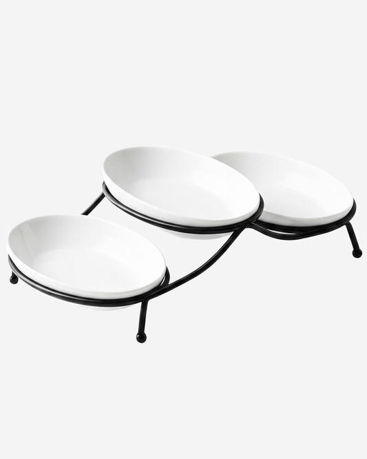 Shallow Oval Serving Bowls with Stand