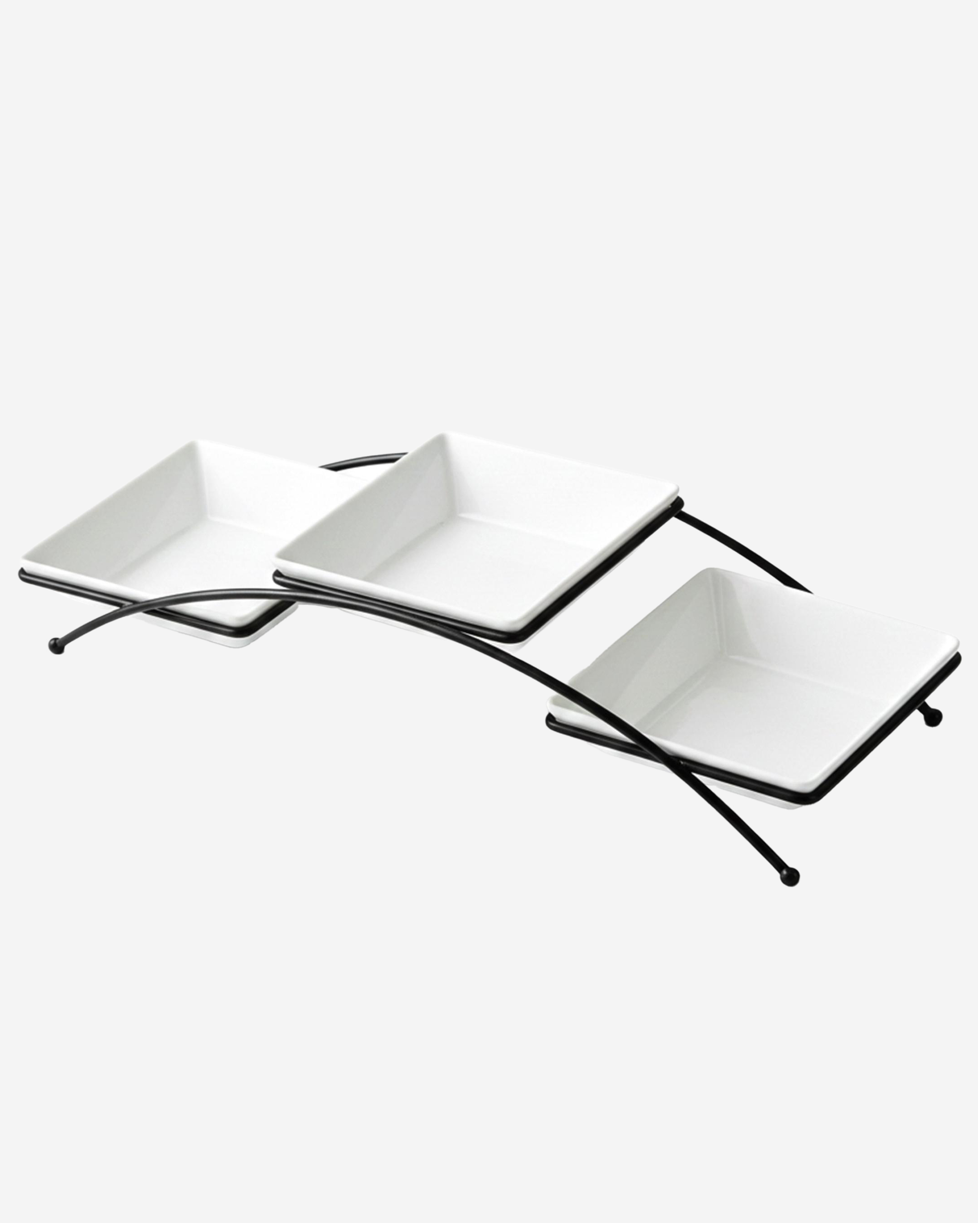 Shallow Square Bowl Set with Stand