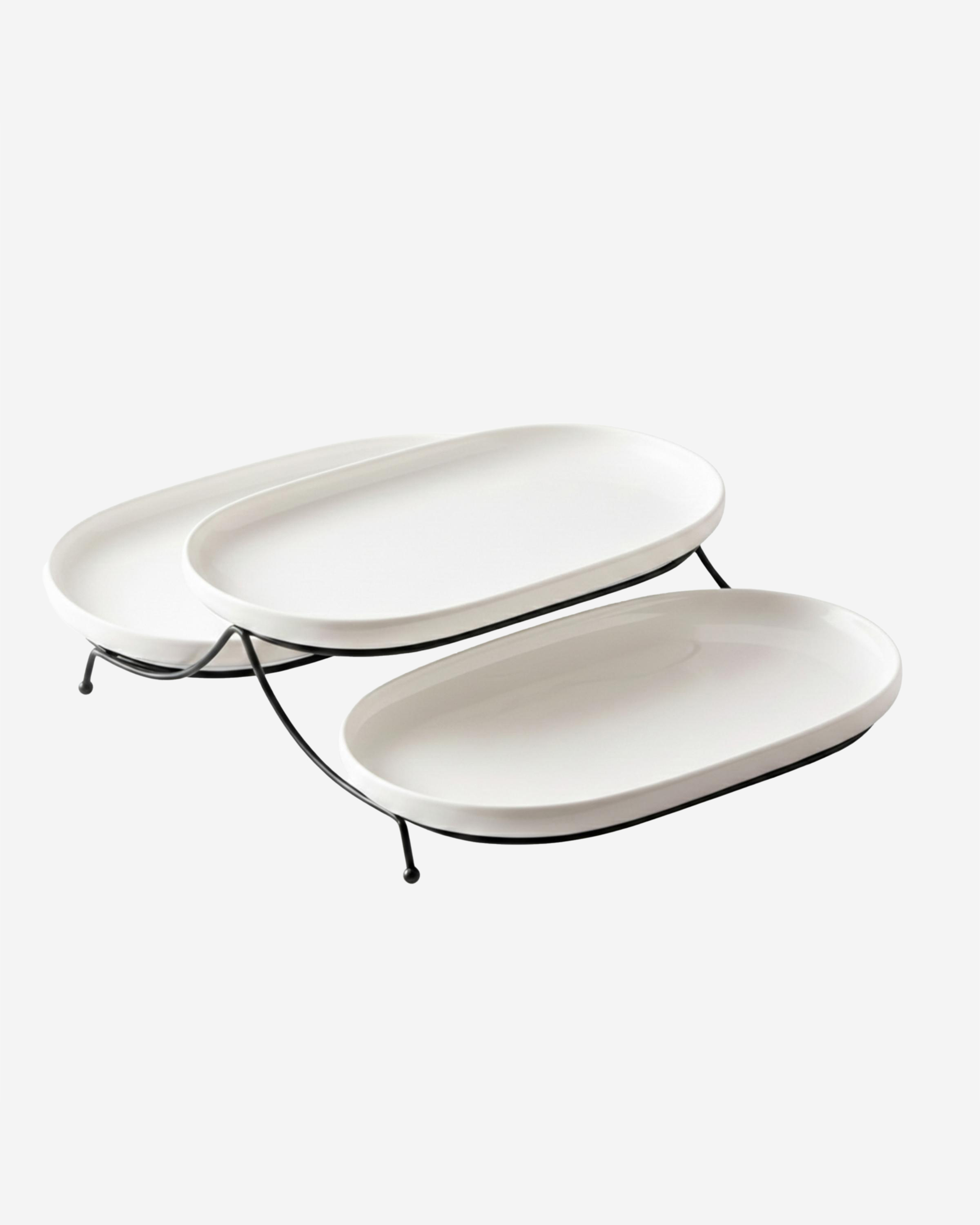 Shallow 3?Pc Porcelain Serving Set