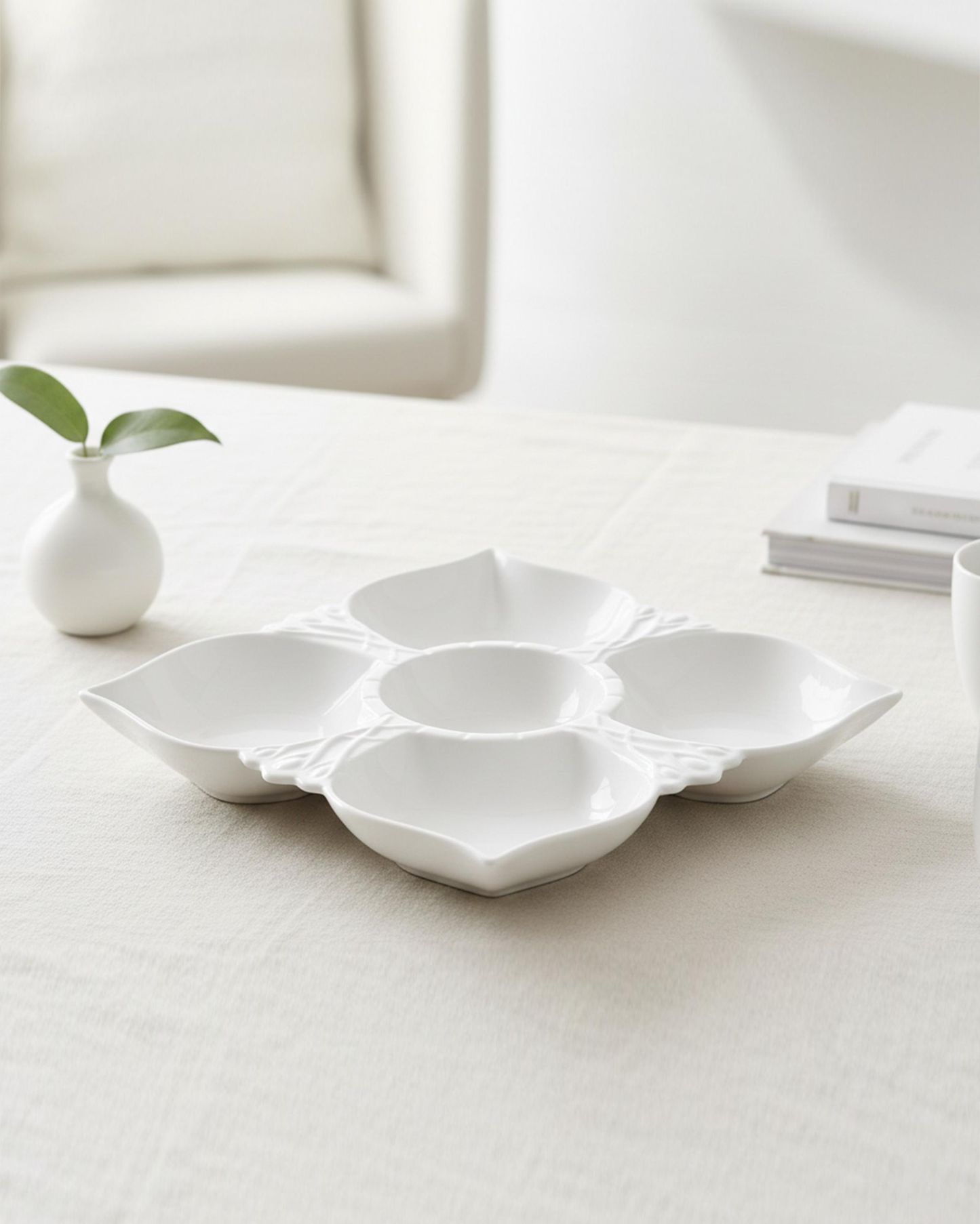 Shallow 5-Compartment Porcelain Serving Platter