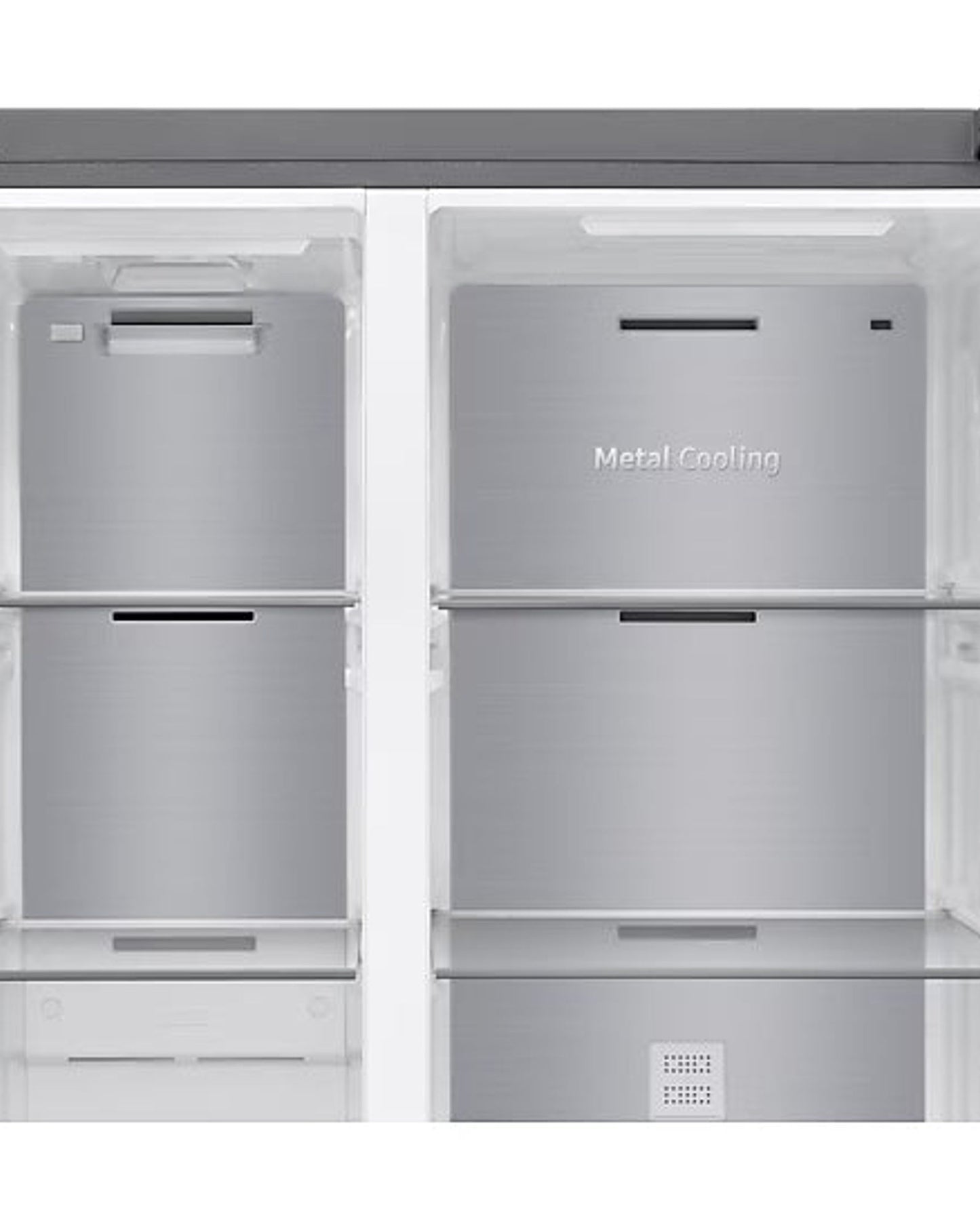 ثلاجة سامسونج بيسبوك AI سعة 635 لترًا ببابين متجاورين، لون أسود، موزع مياه، تصميم سبيس ماكس - RS70F64K1TAE (بدون جهاز تنقية مياه ميلانو)