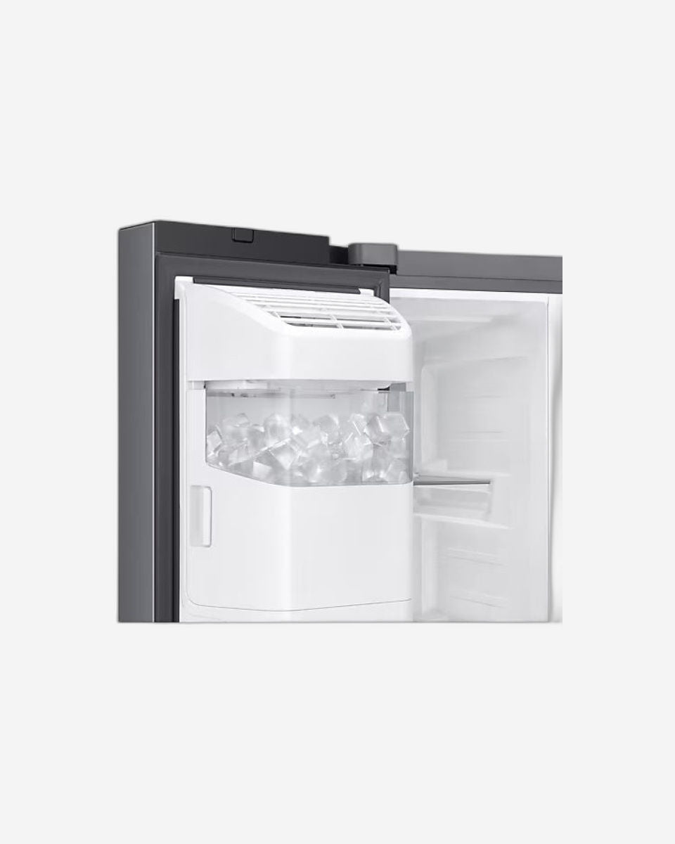 ثلاجة سامسونج بيسبوك AI سعة 635 لترًا ببابين متجاورين، لون أسود، موزع مياه، تصميم سبيس ماكس - RS70F64K1TAE (بدون جهاز تنقية مياه ميلانو)